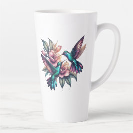Taza De Café Latte Colibrí y flor Grande