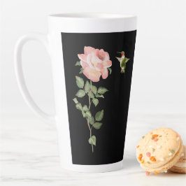 Taza De Café Latte Colibrí y Rosa