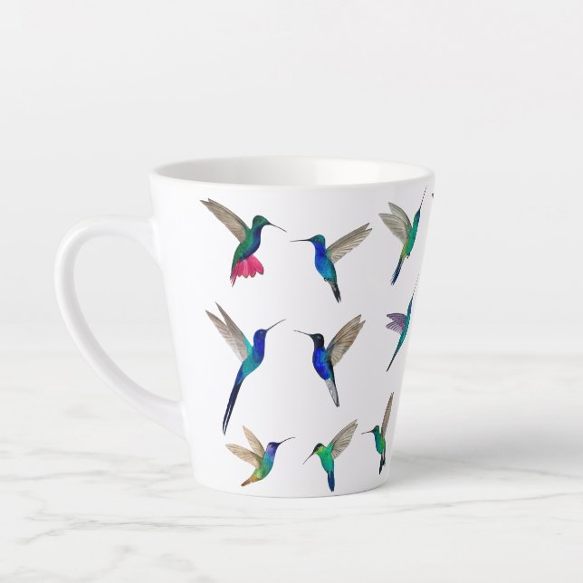 Taza De Café Latte Colibríes tropicales (Izquierda)