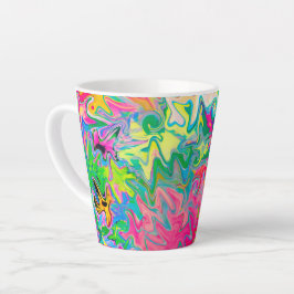 Taza De Café Latte Collage abstracto del jardín de flores colorido