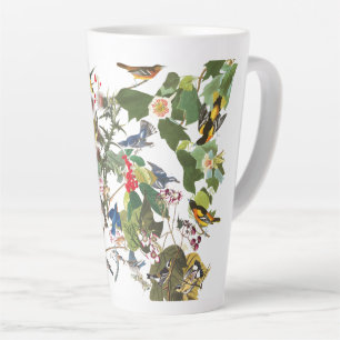 Taza De Café Latte Collage Audubon de Pájaros Silvestres Floral Latt