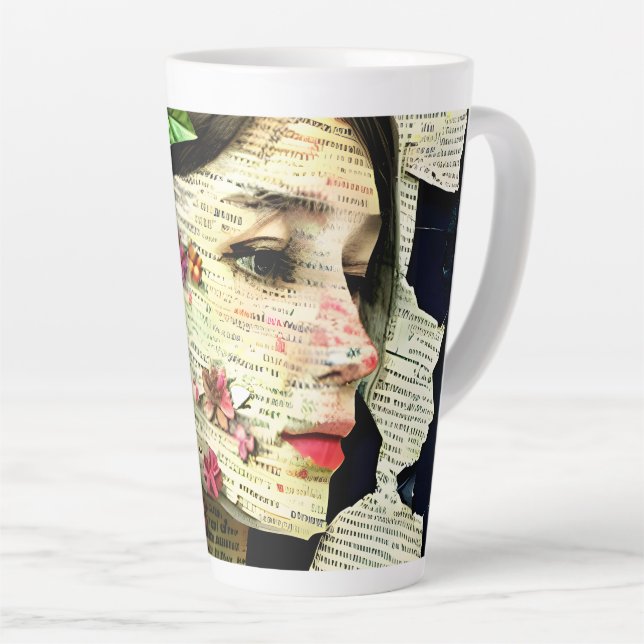 Taza De Café Latte Collage de arte de la mujer bonito (Ángulo derecho)