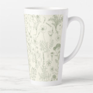 Taza De Café Latte Collage de flores silvestres/ blanco apagado y sal