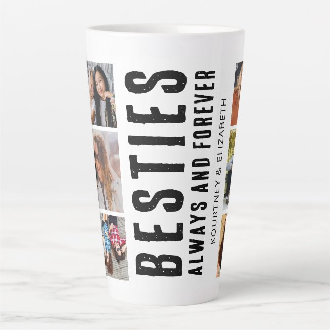 Taza De Café Latte Collage de fotos Bestie Best Friend (Anverso)