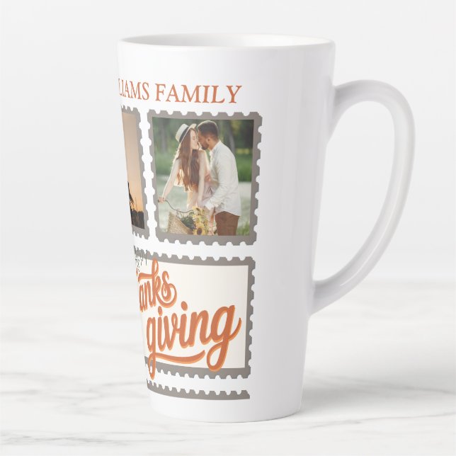 Taza De Café Latte Collage de fotos de Acción de Gracias para la Fami (Derecha)