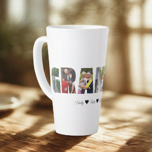 Taza De Café Latte Collage de fotos del abuelo Latte Mug con 7 fotos
