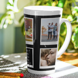 Taza De Café Latte Collage de fotos familiar crea el suyo propio