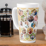 Taza De Café Latte Collage de fotos Geométrico Hexagón 28 Imagen Alto<br><div class="desc">Crea tu propia taza de latte alta con un collage de fotos geométrico de estilo hexágono. La plantilla de fotos está configurada para que añadas 28 de tus fotos de familia y amigos, mascotas, vacaciones, etc. Tus fotos se mostrarán en las formas hexágonas, como una pared de peine de miel....</div>