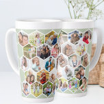 Taza De Café Latte Collage de fotos Geométrico Hexagón 28 Pic Sage Gr<br><div class="desc">Crea tu propia taza de latte alta con un collage de fotos geométrico de estilo hexágono. La plantilla de fotos está configurada para que añadas 28 de tus fotos de familia y amigos, mascotas, vacaciones, etc. Tus fotos se mostrarán en las formas hexágonas, como una pared de peine de miel....</div>