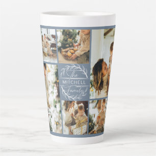 Taza De Café Latte Collage de fotos moderno de la familia azul turbul