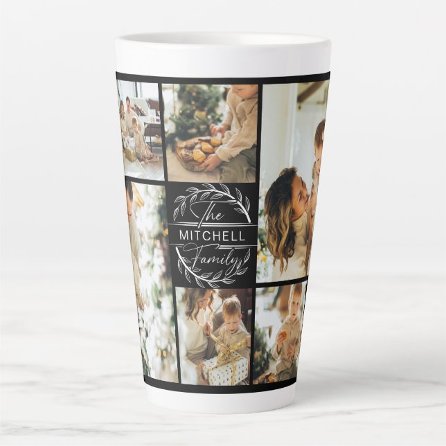 Taza De Café Latte Collage de fotos moderno de la familia blanca y ne (Anverso)