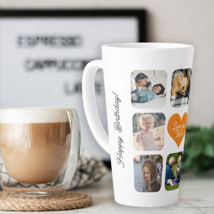Taza De Café Latte Collage de fotos múltiples amor personalizado mamá