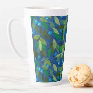 Taza De Café Latte Collage de papel de patrón floral mínimo de Blue B