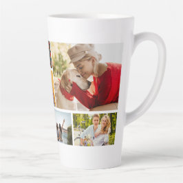 Taza De Café Latte Collage de varias fotos con nombre personalizado m