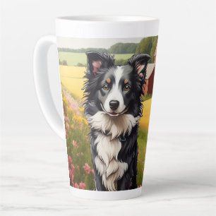 Taza De Café Latte Collie de borde en la granja