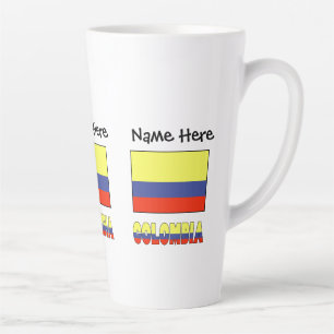 Taza De Café Latte Colombia y la bandera colombiana personalizada