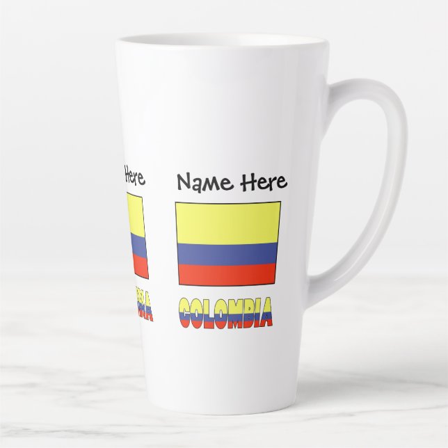 Taza De Café Latte Colombia y la bandera colombiana personalizada (Derecha)