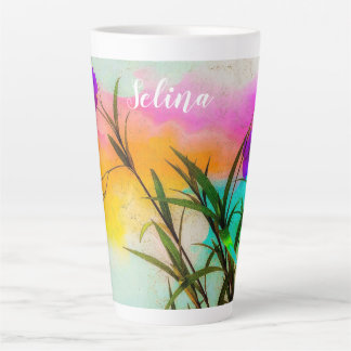Taza De Café Latte Color de amor de Petunias mexicanas