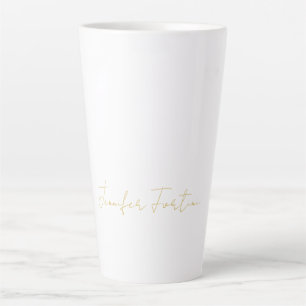 Taza De Café Latte Color Dorado Caligrafía Elegante Sencillo Nombre S