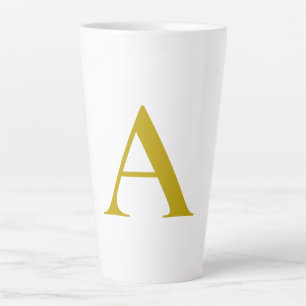 Taza De Café Latte Color Dorado Letra Inicial Monograma Personalizado