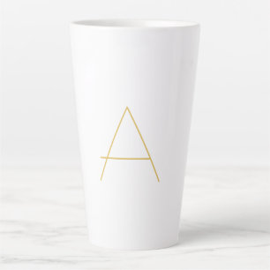 Taza De Café Latte Color Dorado Monograma Profesional Personalizado