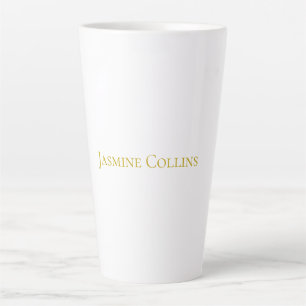 Taza De Café Latte Color Dorado Nombre Profesional Minimalista