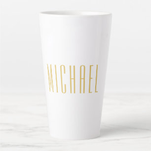 Taza De Café Latte Color dorado Profesional Nombre Minimalista de mod