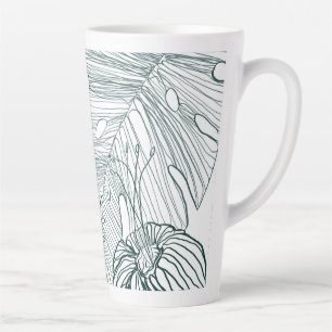 Taza De Café Latte color verde oscuro y verde azulado de las hojas de