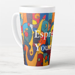 Taza De Café Latte Colorcube 1 Colorful Cubism Latte Mug