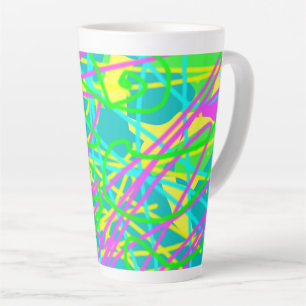 Taza De Café Latte Colorea Mis Sueños Garabato Patrón Expresivo Artís