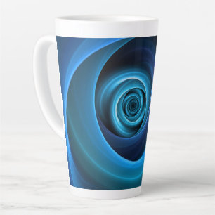 Taza De Café Latte Colores azules espirales 3D Resumen arte fractal m