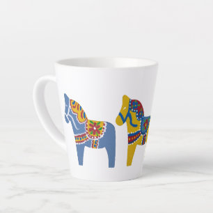 Taza De Café Latte Colores primarios dala caballos de Julia
