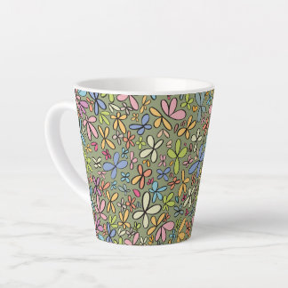 Taza De Café Latte Colorful Abstract Wildflower Garden