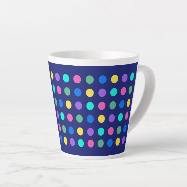 Taza De Café Latte Colorful Geometric Dots Drinkware Design -  (Ángulo derecho)