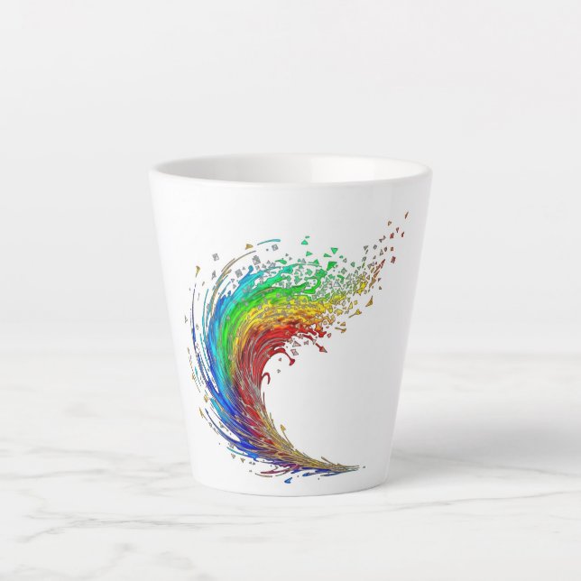 Taza De Café Latte Colorful Geometric Wave Coffee Cup (Anverso)