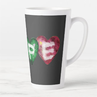 Taza De Café Latte Colorful HOPE Hearts – Inspirational Love Typograp