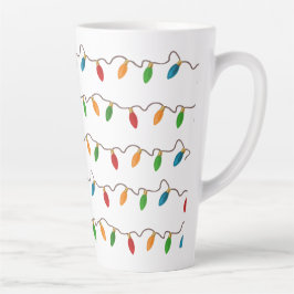 Taza De Café Latte Colorida cadena de luces de Navidades