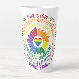 Taza De Café Latte Colorida justicia social Flor Word Art
