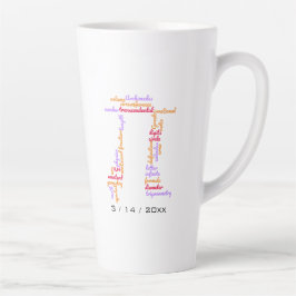Taza De Café Latte Colorida nube de palabras de Pi Day