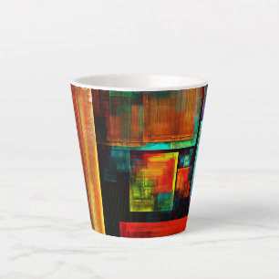 Taza De Café Latte Coloridas plazas Patrón de arte abstracto moderno 