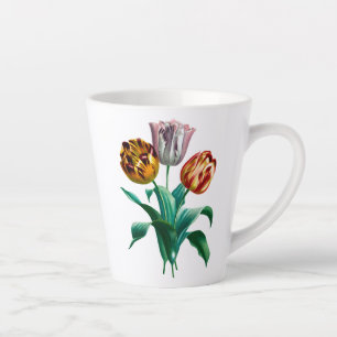 Taza De Café Latte Colorido color Vintage Tulip Flowers Bouquet