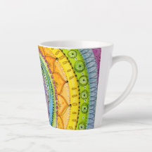 Colorido Doodle Mandala Diseño Latte Mug