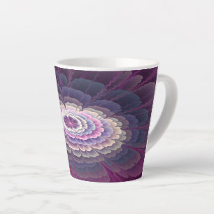 Taza De Café Latte Colorido Floral Arte Abstracto Fractal Rosa Impact