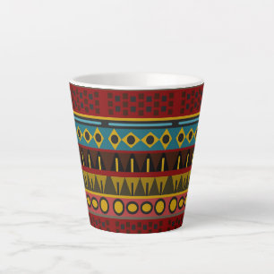 Taza De Café Latte Colorido Patrón de arte nativo africano Diseño vin