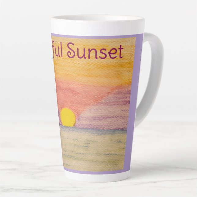 Taza De Café Latte Colorido Sunset Pale Purple (Ángulo derecho)