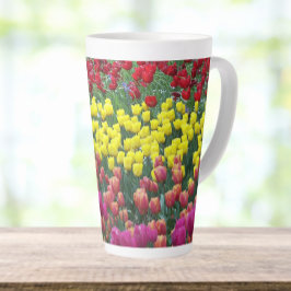 Taza De Café Latte Colorido Tulip Garden Floral