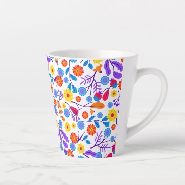 Taza De Café Latte Colourful Exotic Floral Pattern-23165 (Derecha)