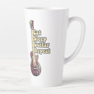Taza De Café Latte Coma guitarra del sueño repetida. guitarra de colo