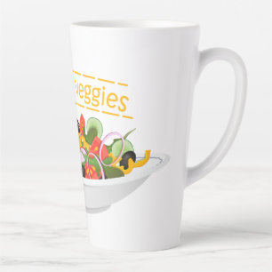 Taza De Café Latte Coma tus verduras Cita cuenco de ensaladas frescas