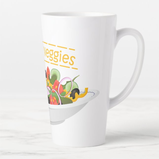 Taza De Café Latte Coma tus verduras Cita cuenco de ensaladas frescas (Derecha)